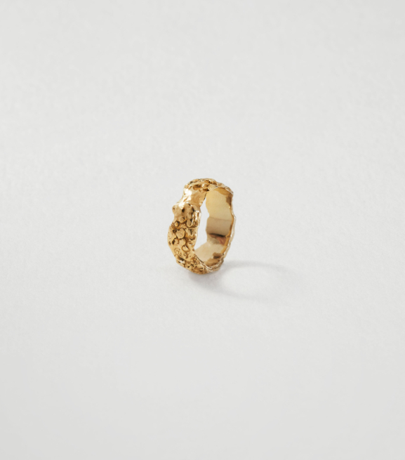 Pierścionek Fossil srebro złocone